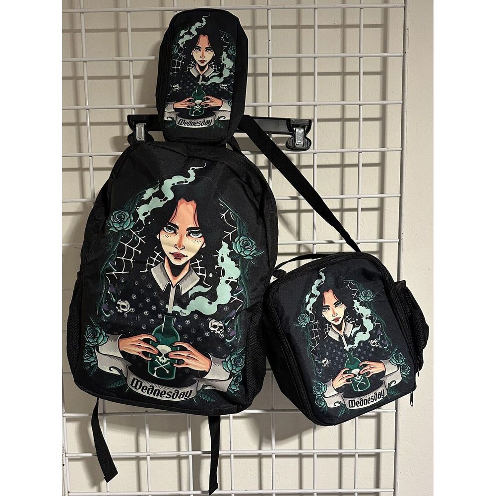 NWOT Wednesday Addams Backpack SET OF 3 (Backpack, Lunch‎ Box, Pencil Case)